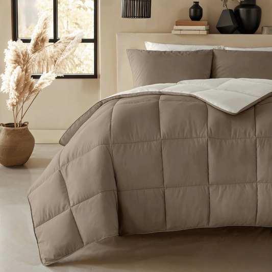 Zelesta Deluxe Duo Percale Cotton Couette - Taupe & Crème