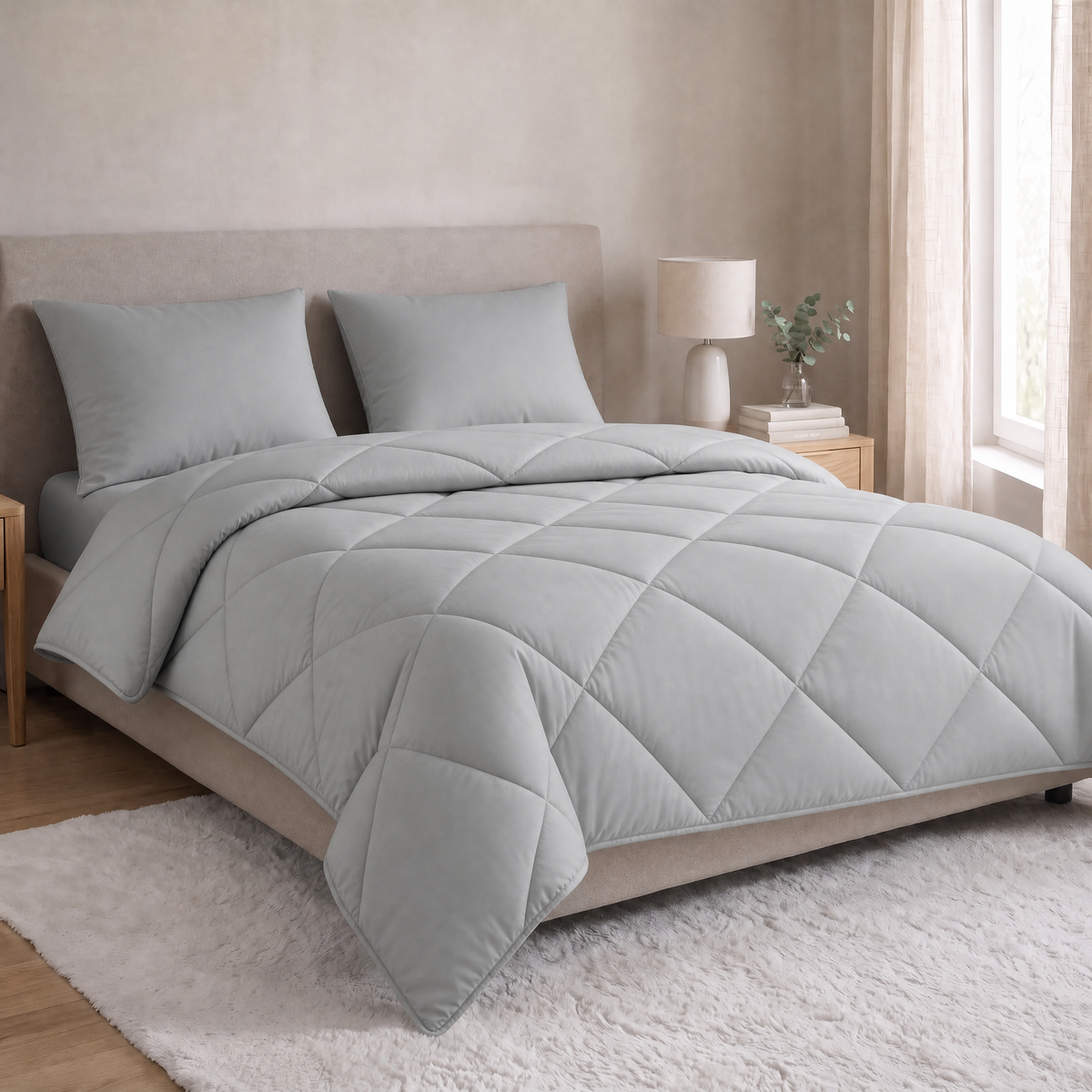 Zelesta Comfort Uni Diamond Pillowcases Set Of 2 - Grey-Blue