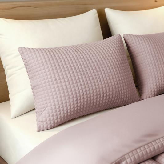 Zelesta Special Teddy Check Taies d'oreiller Lot de 2 - Vieux rose