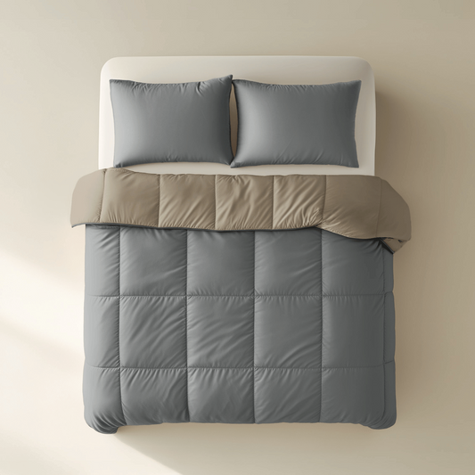 Zelesta Deluxe Duo Percale Cotton Couette - Anthracite & Taupe