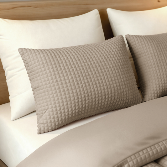 Zelesta Special Teddy Check Taies d'oreiller Lot de 2 - Taupe