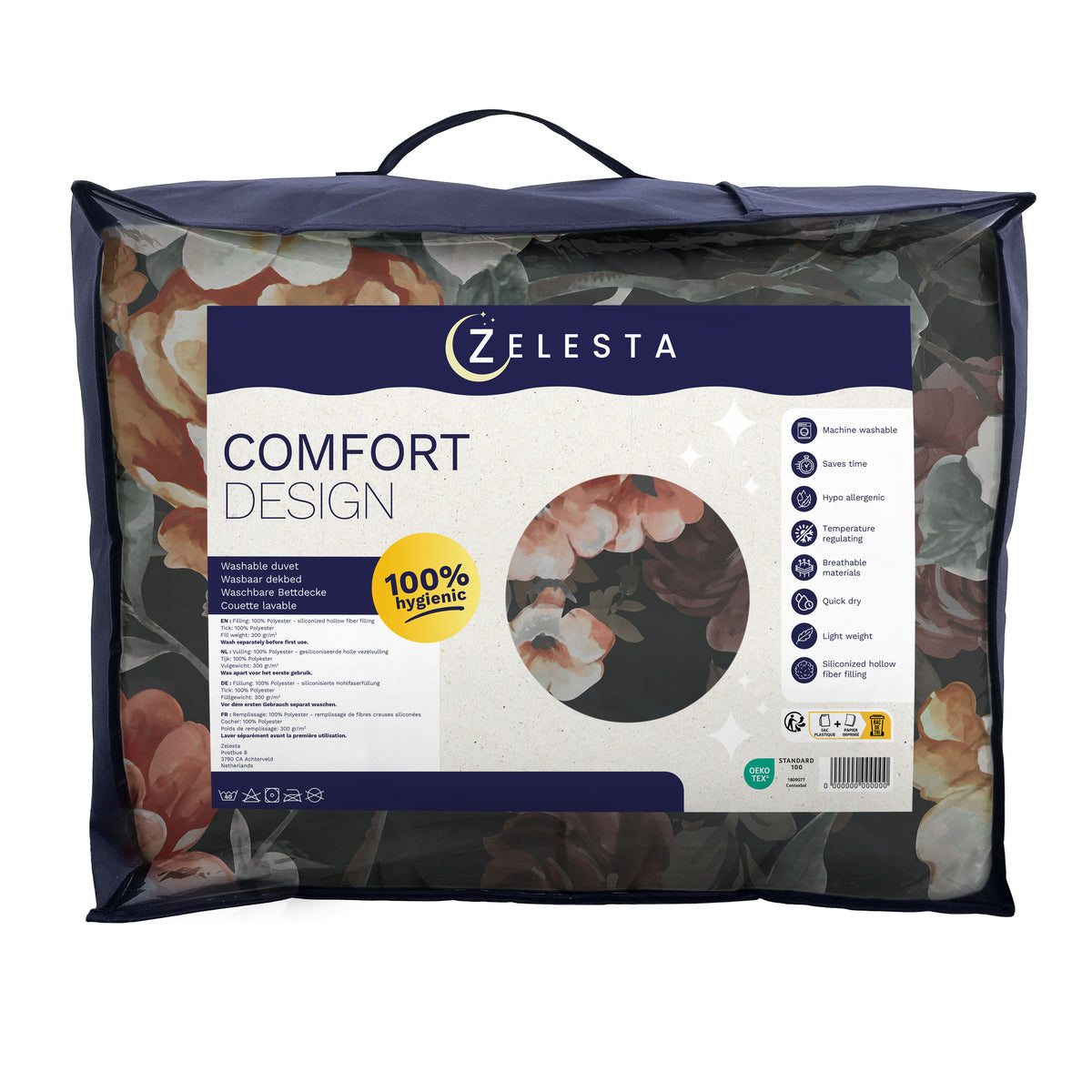Zelesta Comfort Design Seamless Duvet - Golden Age Flower Black