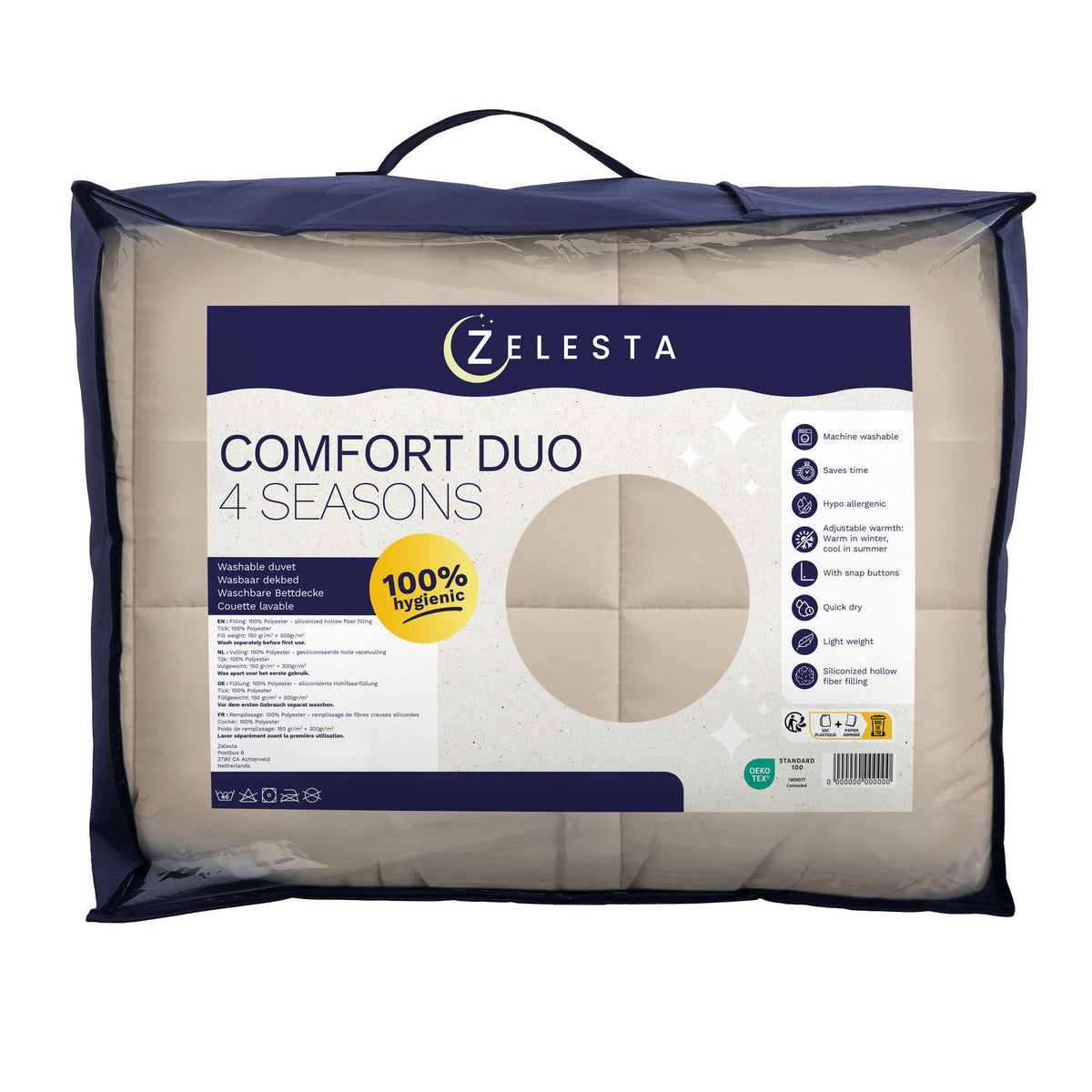 Zelesta Comfort Duo Couette 4 Saisons - Beige & Taupe