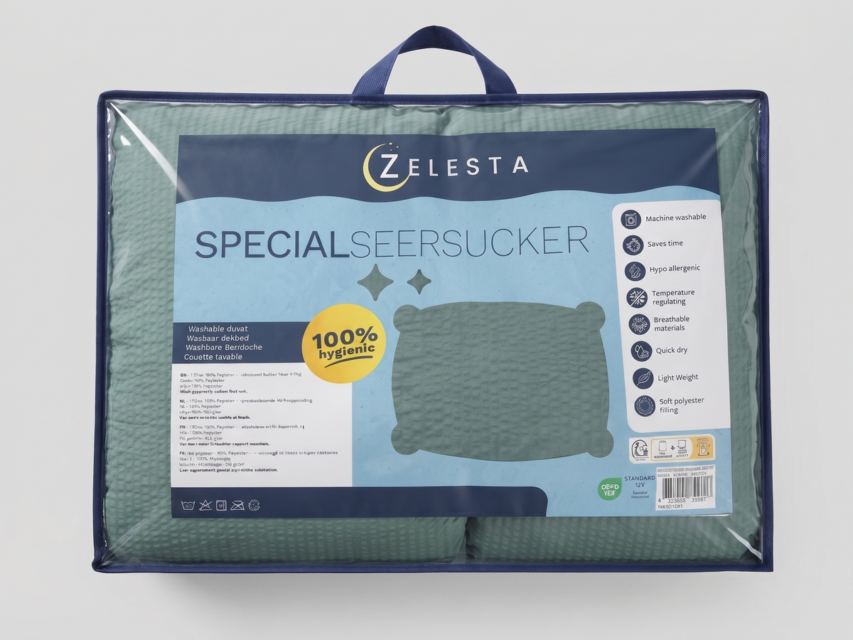 Zelesta Comfort Structure Seersucker Couette - Vert Foncé & Vert