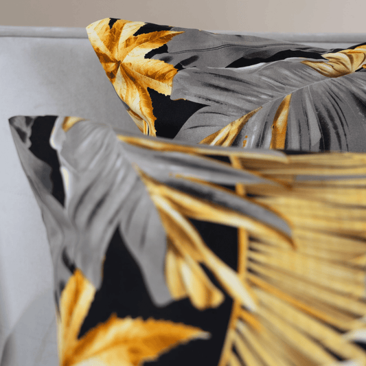 Zelesta Comfort Design Taies d'oreiller Lot de 2 - Feuilles dorées