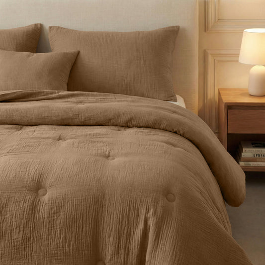 Zelesta Deluxe Couette Mousseline de Coton - Marron