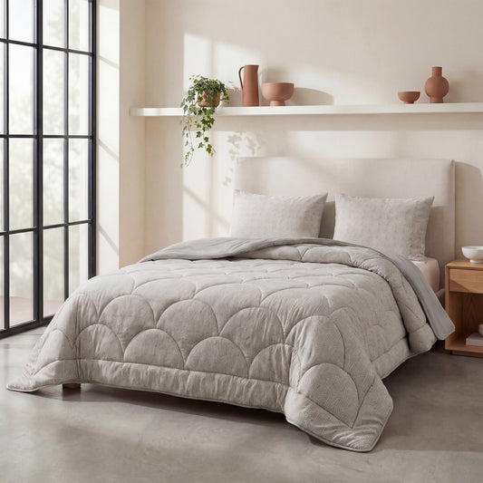Zelesta Special Flannel Luxe Couette - Taupe & Gris