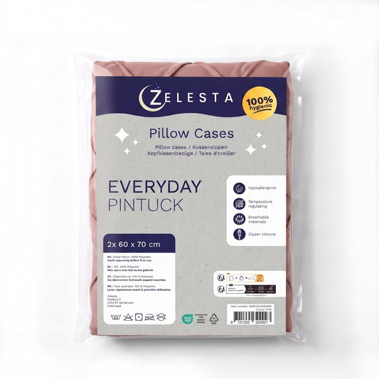 Zelesta Everyday Pintuck Pillowcase Set Of 2 - Dusty Pink