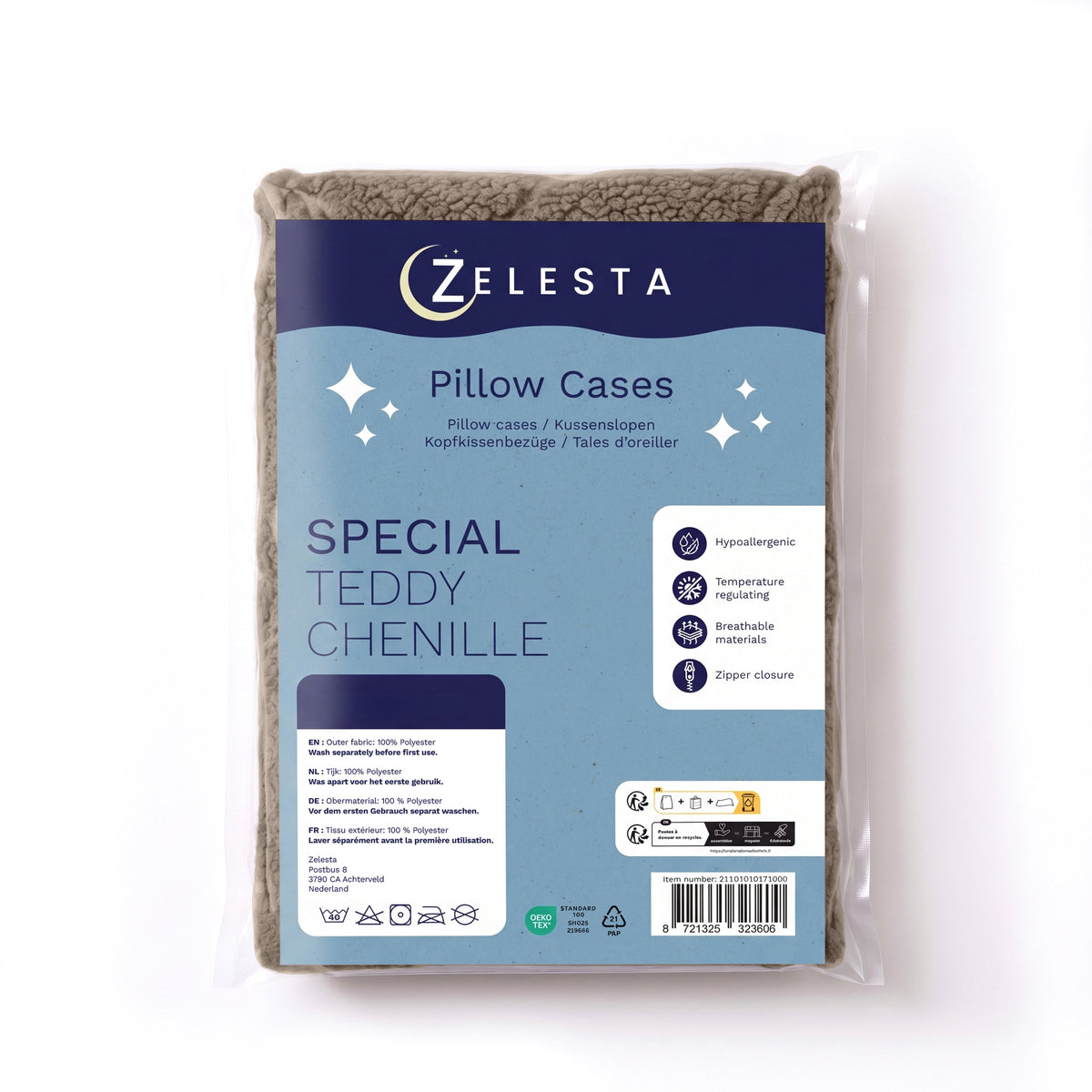 Zelesta Special Teddy Chenille Pillowcase Set Of 2 - Dark Taupe