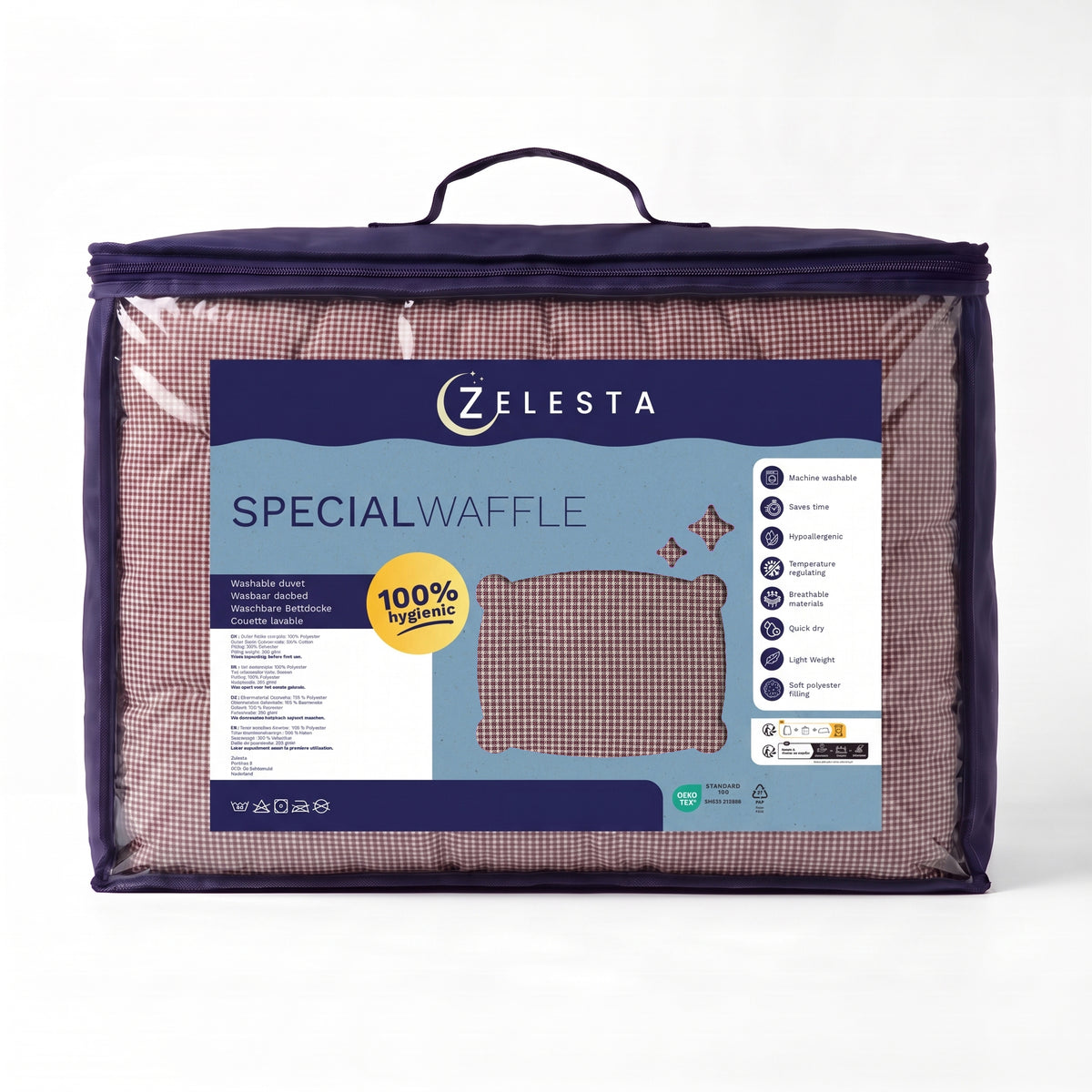Zelesta Special Gaufrée en Percale Couette - Mix Bordeaux