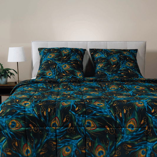 Zelesta Comfort Design Couette - Plumes de paon