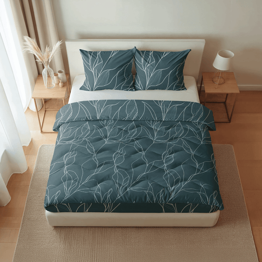 Zelesta Pure Design Cotton Couette - Feuilles blanches