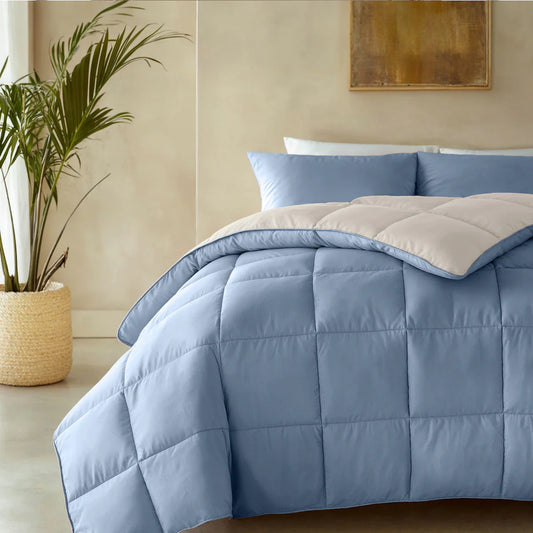 Zelesta Deluxe Duo Percale Cotton Couette Été - Bleu rêve & Crème