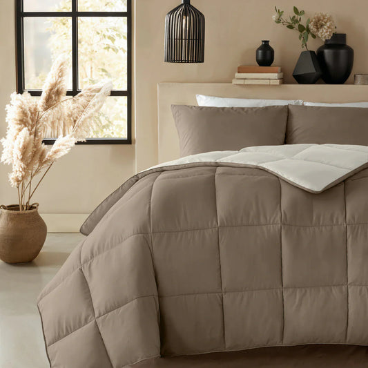 Zelesta Deluxe Duo Percale Cotton Couette Été - Taupe & Crème