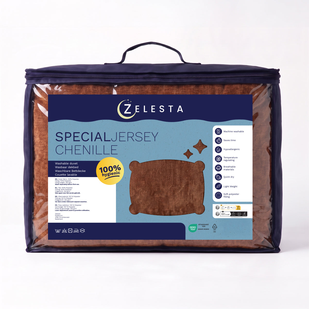 Zelesta Special Jersey Chenille Couette - Brun chaud
