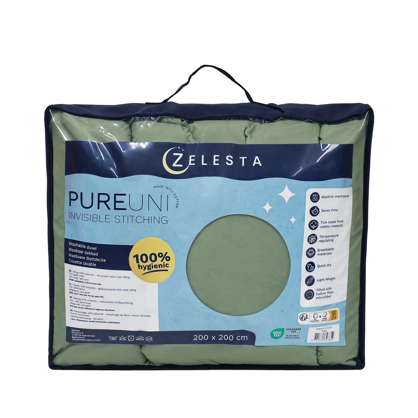 Couette Zelesta Pure Uni Sans Coutures en Coton - Vert Loden