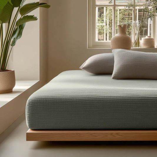 Zelesta Muslin Fitted Sheet - Grey-Green image