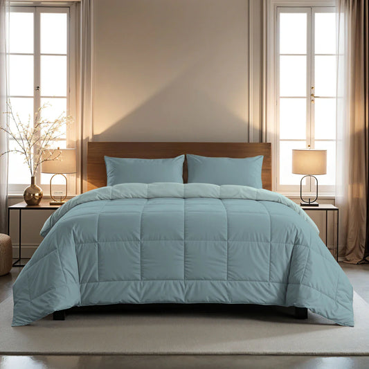 Zelesta Pure Duo Cotton Couette - Gris-bleu & Bleu clair