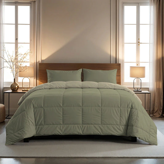 Zelesta Pure Duo Cotton Couette - Gris-vert & Gris-vert doux