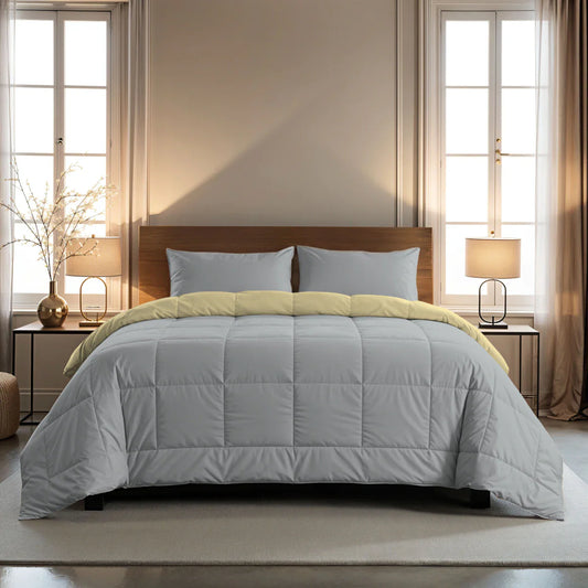 Zelesta Pure Duo Cotton Couette - Gris clair & Jaune beurre