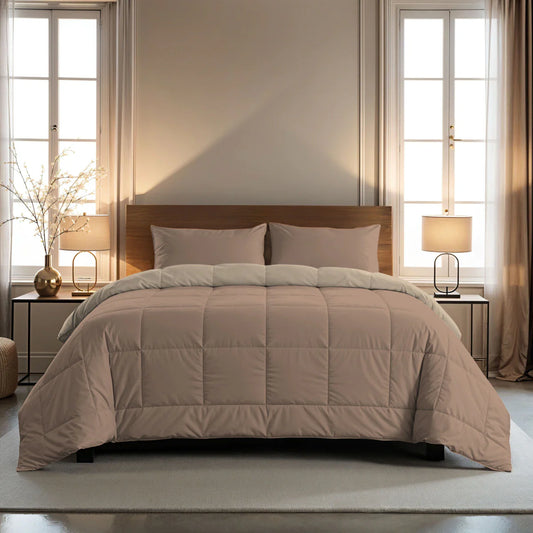 Zelesta Pure Duo Cotton Couette - Rose brun & Brun béton