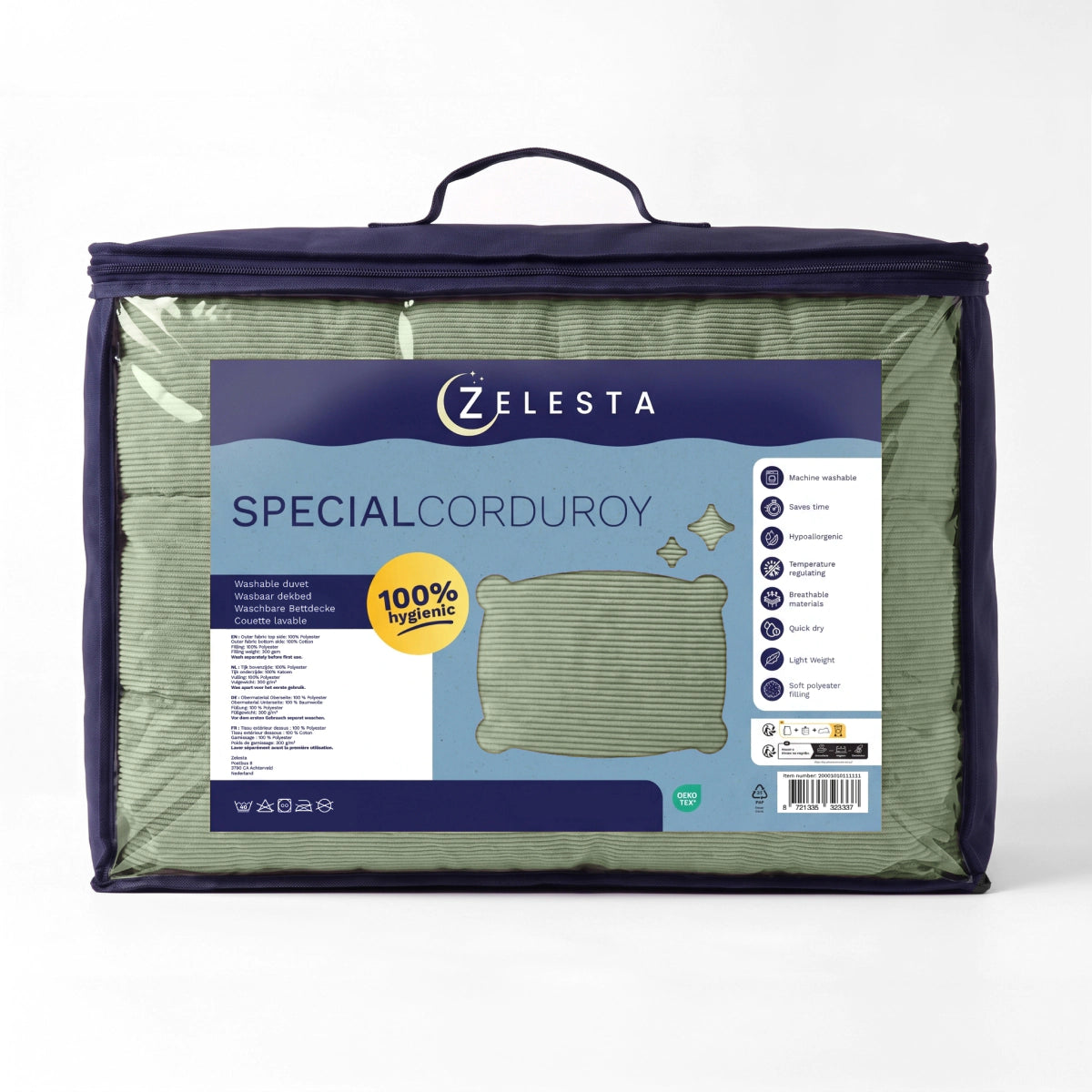 Zelesta Special Corduroy Cotton Couette - Vert forêt