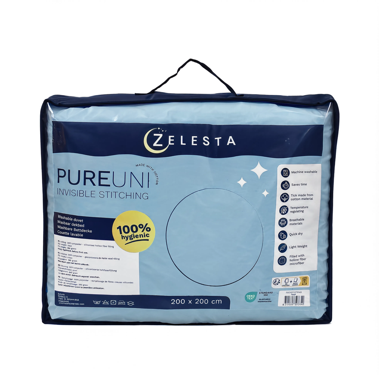 Couette Zelesta Pure Uni Sans Coutures en Coton - Bleu Chambray Doux
