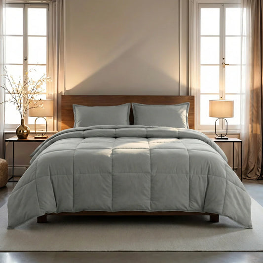Zelesta Pure Uni Cotton Couette 4 Saisons - Gris matin