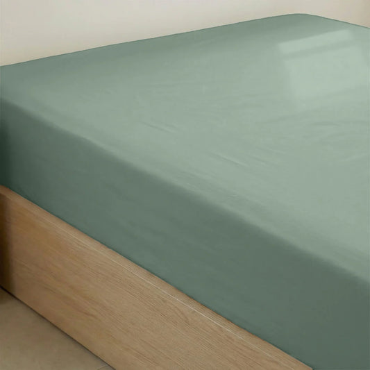 Zelesta Special Cooling Serene Fitted Sheet in Sage Green on a white background