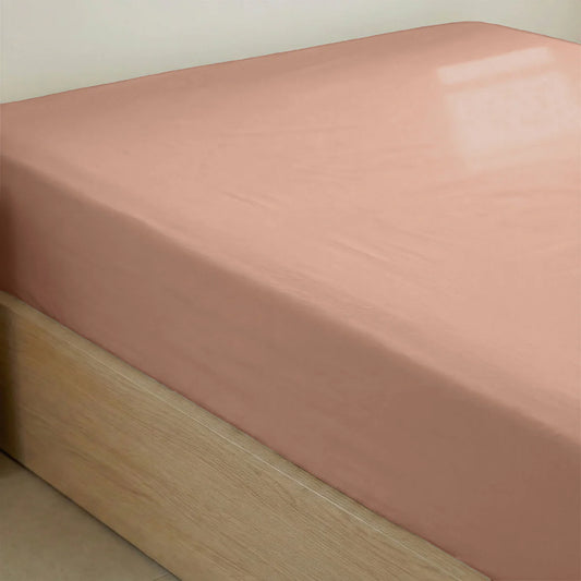 Zelesta Special Cooling Serene Fitted Sheet in Terracotta Pink on a white background