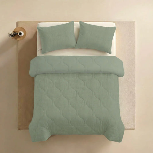 Zelesta Spécial Seersucker Taies d'Oreiller - Set de 2 - Vert Sauge