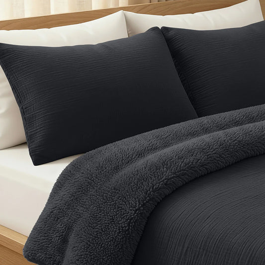 Zelesta Special Teddy Cotton Muslin Pillowcase Set Of 2 - Anthracite