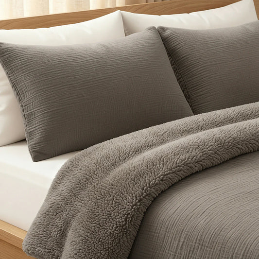 Zelesta Special Teddy Cotton Muslin Pillowcase Set Of 2 - Taupe