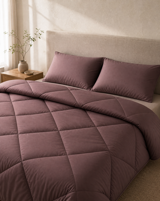 Zelesta Comfort Unie Diamant Taies d'Oreiller - Set de 2 - Bordeaux