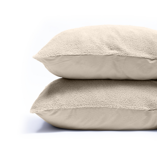 Zelesta Taie d'Oreiller Teddy Lot de 2 - Crème