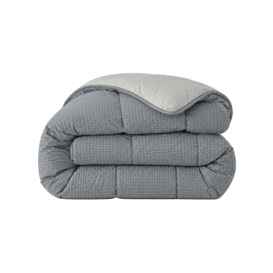 Zelesta Comfort Structure Seersucker Couette - Gris & Gris Clair
