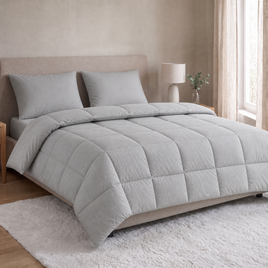 Zelesta Pure Unie Taies d'Oreiller Coton - Set de 2 - Gris Matinal