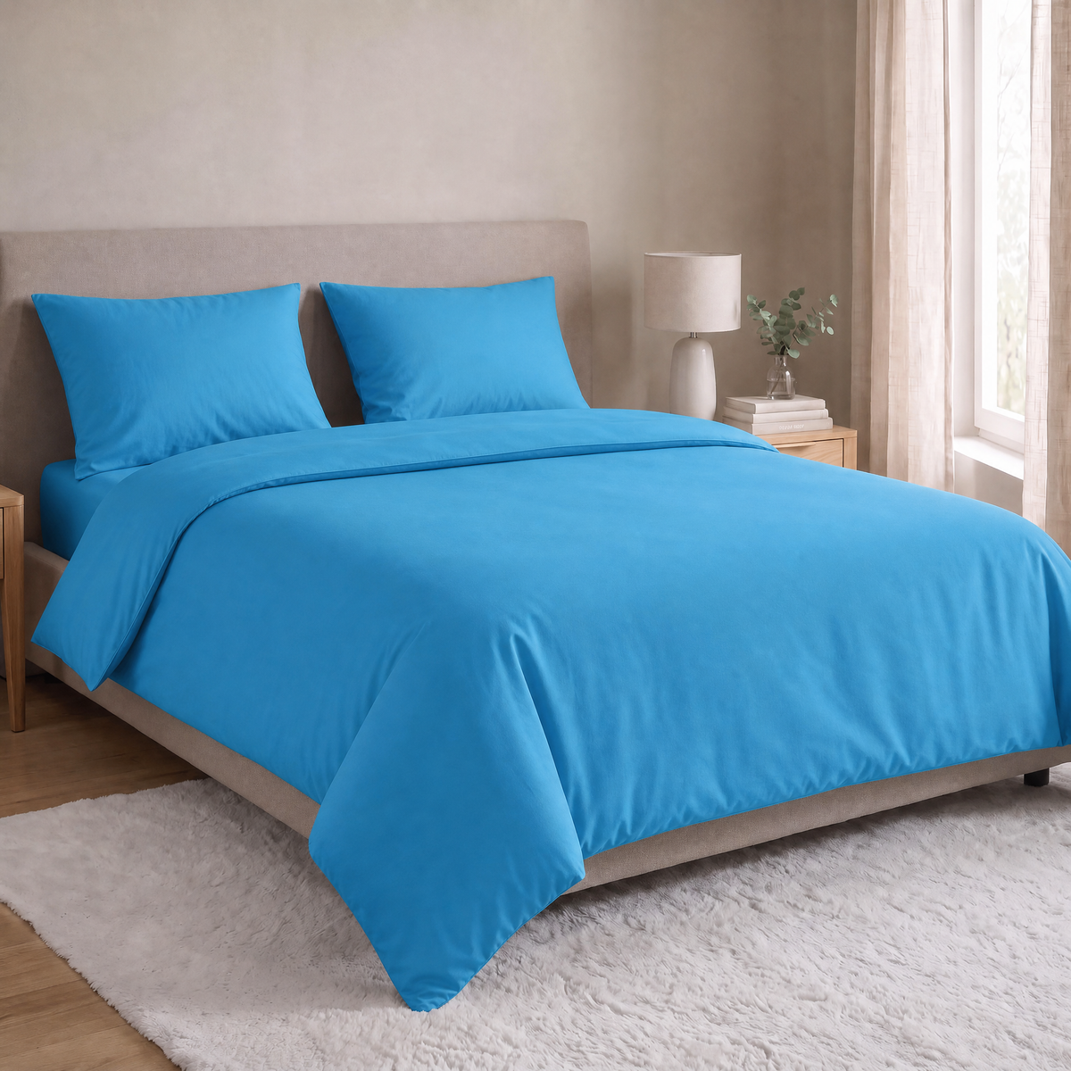 Zelesta Everyday Unie Taies d'Oreiller - Set de 2 - Bleu Aqua