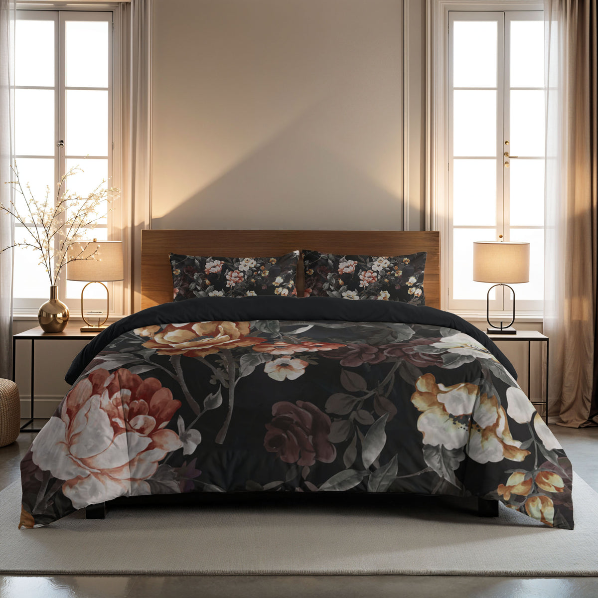 Zelesta Comfort Design Seamless Duvet - Golden Age Flower Black
