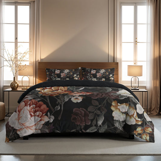 Couette Zelesta Comfort Design Sans Coutures - Golden Age Flower Black