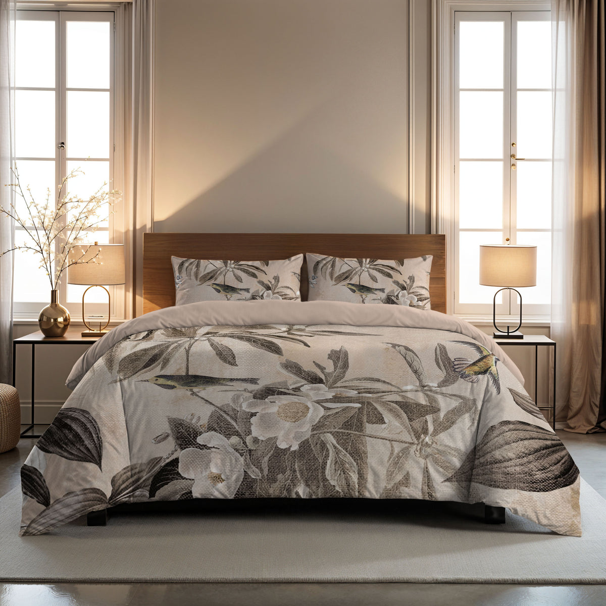 Couette Zelesta Comfort Design Sans Coutures - Vintage Birds Sand