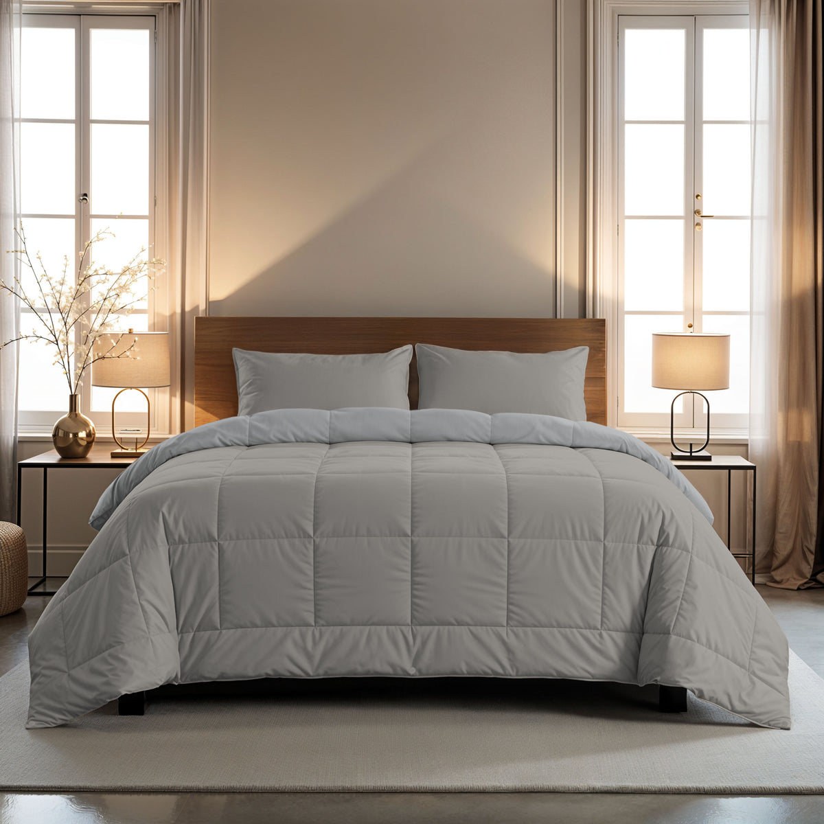 Zelesta Comfort Duo Couette 4 Saisons - Gris & Gris Doux