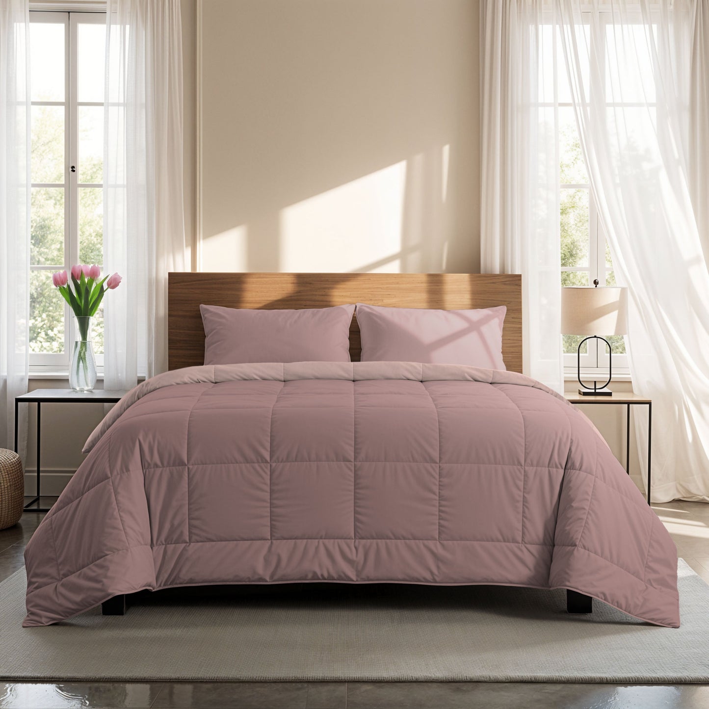 Couette d'été Zelesta Comfort Duo - Rose Poussiéreux et Rose Clair