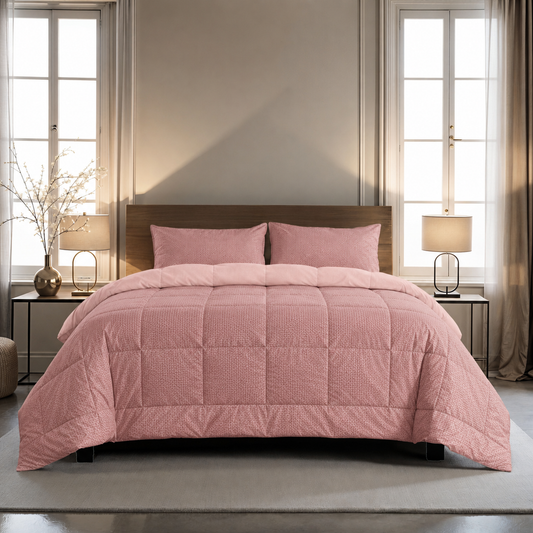 Zelesta Comfort Structure Seersucker Couette - Rose & Rose Clair