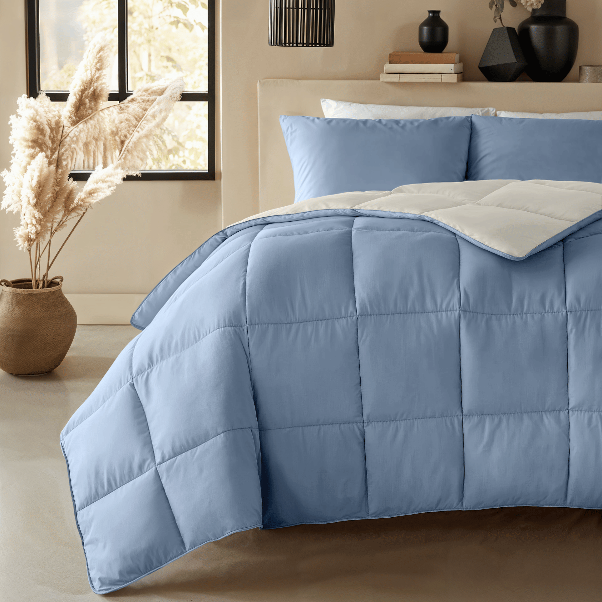 Zelesta Deluxe Duo Couette Coton Percale - Bleu Rêve & Crème