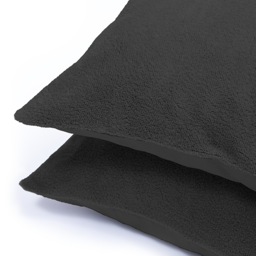Zelesta Taie d'Oreiller Teddy Lot de 2 - Anthracite