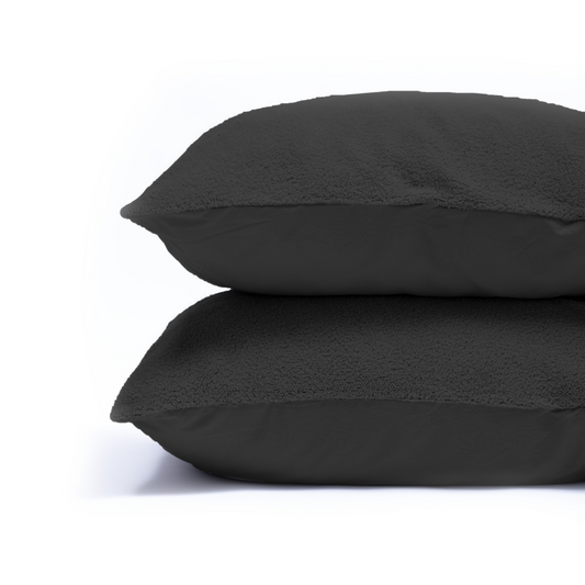 Zelesta Taie d'Oreiller Teddy Lot de 2 - Anthracite
