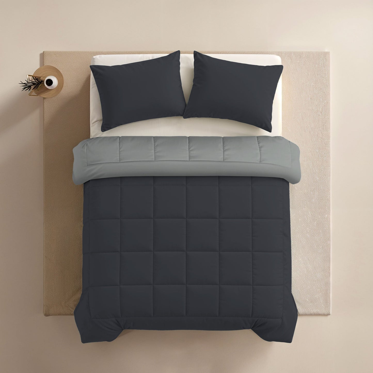 Couette Zelesta Comfort Duo - Noir Doux & Gris Argenté