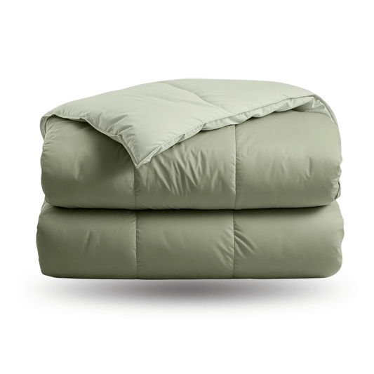 Zelesta Deluxe Duo Couette Coton Percale - Vert Olive & Menthe