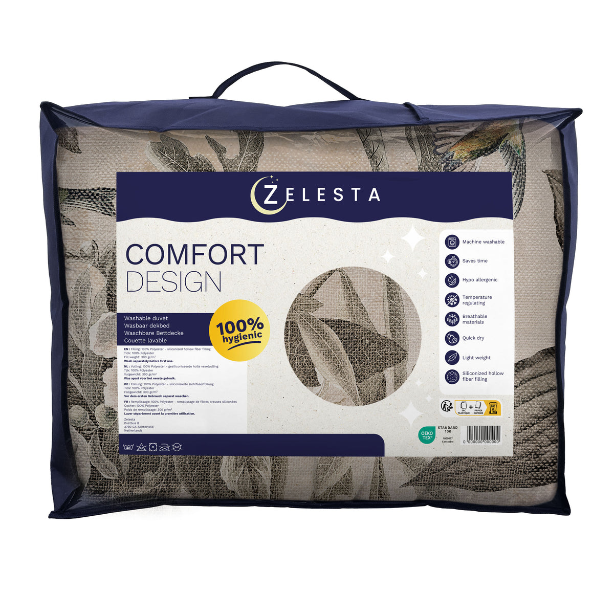 Couette Zelesta Comfort Design Sans Coutures - Vintage Birds Sand